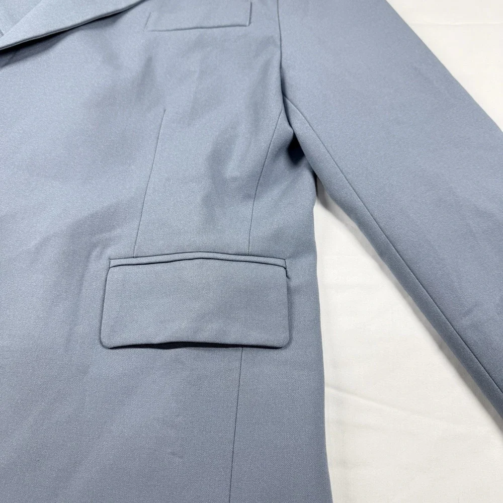 We11done Embossed Logo Double Blazer Jacket Unisex M Sky Blue Oversized Korea